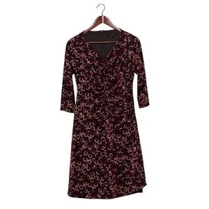 Laundry Shelli Segal Geometric Boho Dress Size 6 3/4 sleeve print pattern date